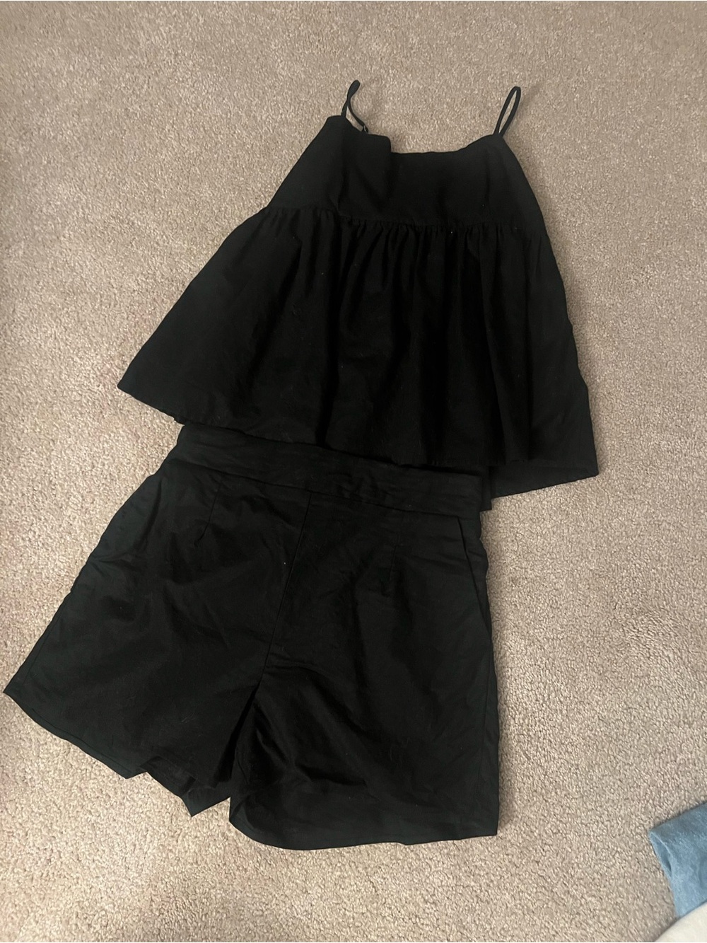 Petal & Pup Black Linen Blend Tank and Short set